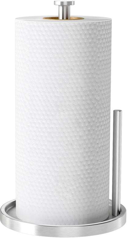 Paper Towel Holder Countertop, Standing Paper Roll Holder with Anti Slip Weighted Base, Stainless Steel Freestanding Paper Towel Holder for Kitchen, Silver - Image 8