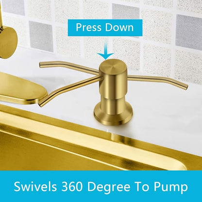 Soap Dispenser for Kitchen Sink, Countertop Sink Soap Dispenser Pump, 47" Silicone Extension Tube Connect to The Soap Bottle Directly, Say Goodbye to Frequent Refills (Golden) - Image 2