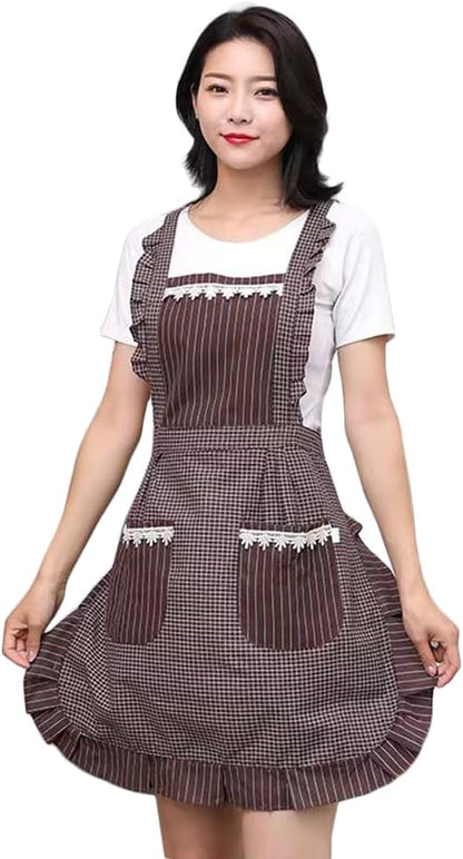 Cute Apron for Women with Pockets, Comfortable Kitchen Apron, Perfect for Cafe Shop, Baking, Gardening, Cooking.