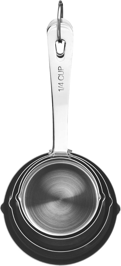Amco Stainless Steel Measuring Cups (Set of 4) - Baking Essentials with Dual Spouts for Left & Right-Handed Use - 1 Cup, 1/2 Cup, 1/3 Cup, 1/4 Cup - Dishwasher Safe Kitchen Gadgets