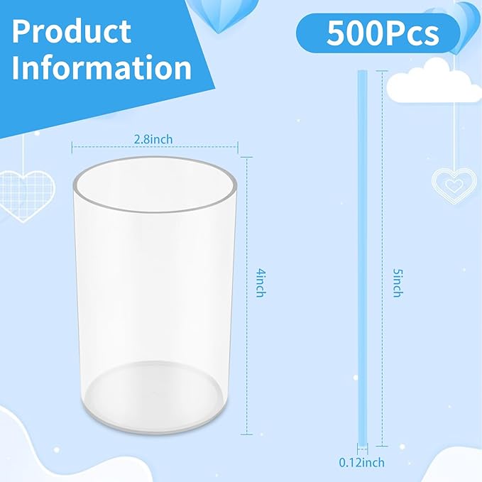 500 Pcs Light Blue Coffee Stir Sticks Set 5x0.12 inch Cocktail Straws Acrylic Stir Stick Holder Baby Blue Straws Disposable Drink Stirrers for Coffee Bar Tea Party Supplies Home - Image 2