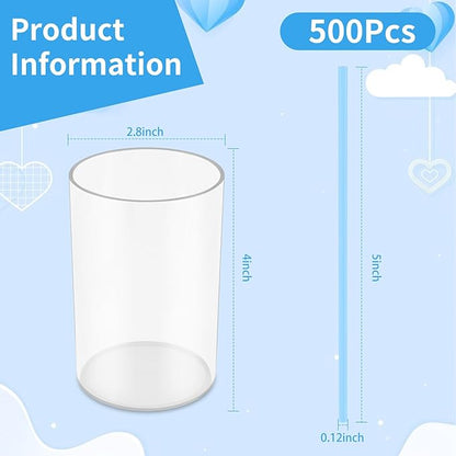 500 Pcs Light Blue Coffee Stir Sticks Set 5x0.12 inch Cocktail Straws Acrylic Stir Stick Holder Baby Blue Straws Disposable Drink Stirrers for Coffee Bar Tea Party Supplies Home - Image 2