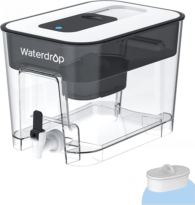 Waterdrop WFD-22L Large Water Filter Dispenser, 40-Cup Water Filter Pitcher, 200-Gallon Long-Life, Reduces Chlorine, PFOA/PFOS and More, BPA Free, Black by Waterdrop