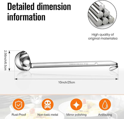 Cunhill 5 Pcs Soup Ladles Stainless Steel Serving Ladles with Long Handle for Serving, Cooking, Stirring, Portioning Kitchen Restaurant Accessories(3 oz) - Image 2