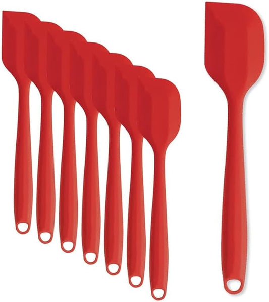 8 Pieces Silicone Spatulas, 8.3 inch Small Spatulas Non-stick Heat-Resistant Non-stick with Stainless Steel Core For Cake Cream Cooking Gadget (Red) by KAKAMINA