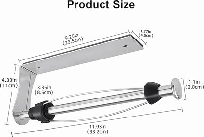 MONEER Magnetic Paper Towel Holder for Frige, One-Hand Operable Paper Towel Holder, Self-Adhesive, No Drill Magnet Paper Towel Holder for Kitchen, Refrigerator, RV, Garage (Silver)