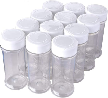12 Pack of 6 Oz. Empty Clear Plastic Spice Bottles with White Sprinkle Top Lids For Storing and Dispensing Salt, Sweeteners and Spices - Food-Grade Spice Jars for Kitchen and Home Spice Organization - Image 2