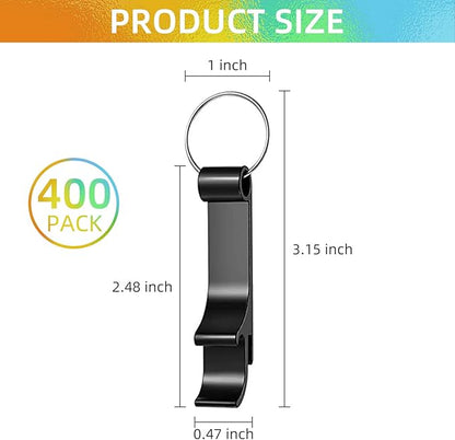 400 Pack Black Metal Bottle Opener Keychains Bulk, Tiny Beverage Opener Party Favor (Black, 400 Pcs) - Image 2