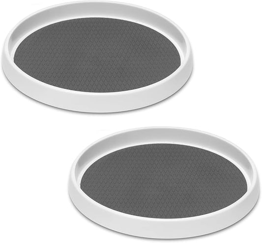 2 Set, 10 Inch Non-Skid Lazy Susan Organizers - Turntable Rack for Cabinet, Pantry Organization and Storage, Kitchen, Fridge, Bathroom Makeup Vanity Countertop, Under Sink Organizing, Spice Rack by MakeLifeBetterEasier