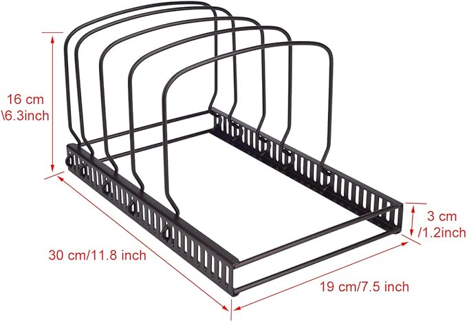 Toplife 10+ Bakeware Organizer Rack for Kitchen Bakeware, Cookware, Dinnerware, Cutting Boards, Plates, Pot and Pan Lids (Brown) - Image 2