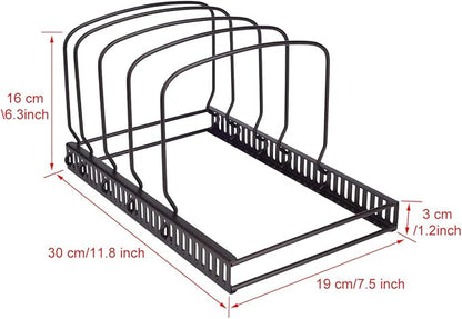 Toplife 10+ Bakeware Organizer Rack for Kitchen Bakeware, Cookware, Dinnerware, Cutting Boards, Plates, Pot and Pan Lids (Brown) - Image 2
