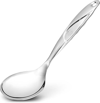 Zulay Kitchen Stainless Steel Serving Spoon - 11.5” Large Cooking & Serving Spoon with Ergonomic Handle - Durable, Rust-Resistant & Dishwasher Safe Kitchen Utensil for Cooking and Buffets by ZulayKitchen