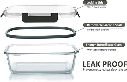 M MCIRCO 24-Piece Glass Food Storage Containers with Upgraded Snap Locking Lids,Glass Meal Prep Containers Set - Airtight Lunch Containers, Microwave, Oven, Freezer and Dishwasher - Image 3