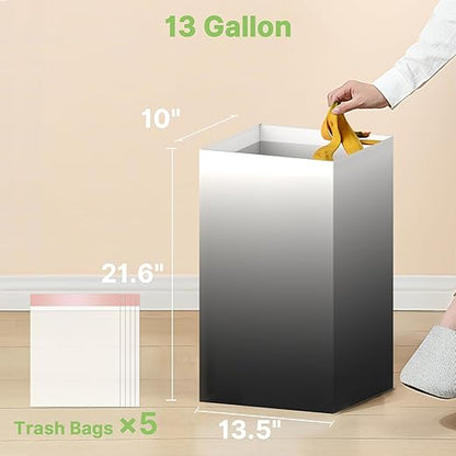 4 Pack Extra Large Disposable Trash Cans, Reusable Portable Garbage Can, 13 Gallon (21.6" H x 13.5" W x 10" D), Extra Thick Recycled Cardboard Portable Garbage Can and Recycling Bins,Black Gradient