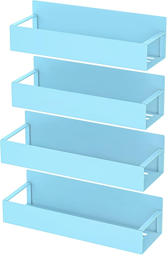 HuggieGems 4 Pack Magnetic Spice Storage Rack Organizer for Refrigerator and Oven, Blue Fridge Organizers and Storage - Image 5