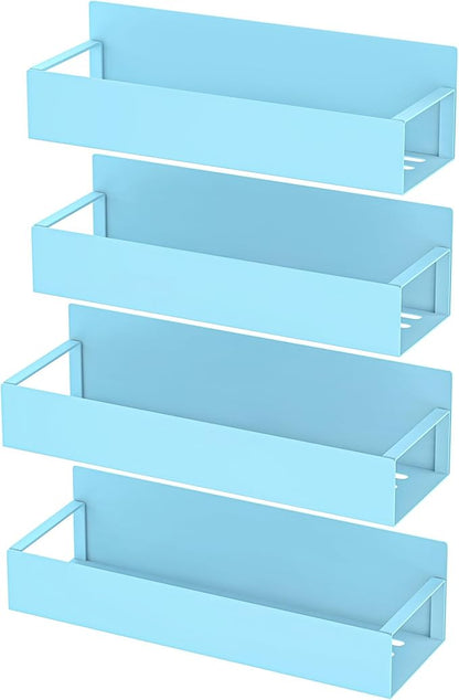 HuggieGems 4 Pack Magnetic Spice Storage Rack Organizer for Refrigerator and Oven, Blue Fridge Organizers and Storage - Image 5