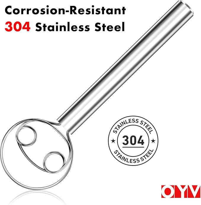 OYV 304 stainless steel dough whisk, Dishwasher Safe Danish Dough Whisk, Dutch Bread Whisk for Sourdough, Pizza, Pastry, Cake Batter, 12-inch sourdough tools - Image 2