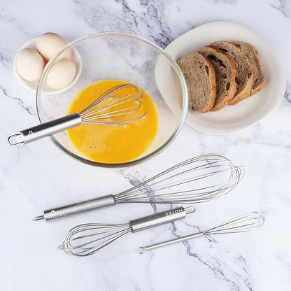 HOTEC 4 Pieces Stainless Steel Whisks Set Wire Whisk Balloon Whisk Egg Beater Kitchen Utensils for Stirring, Beating, Blending - Image 8