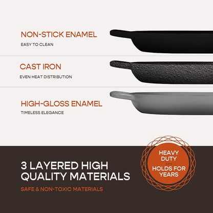 Krustic Enameled Cast Iron Dutch Oven for Professional Sourdough Bread Baking | 5.5 Quart Loaf Size Oval Cookware Pot with Lid | Triple-Layer Enamel Coating Pan with Non Stick Silicone Mat | Gray