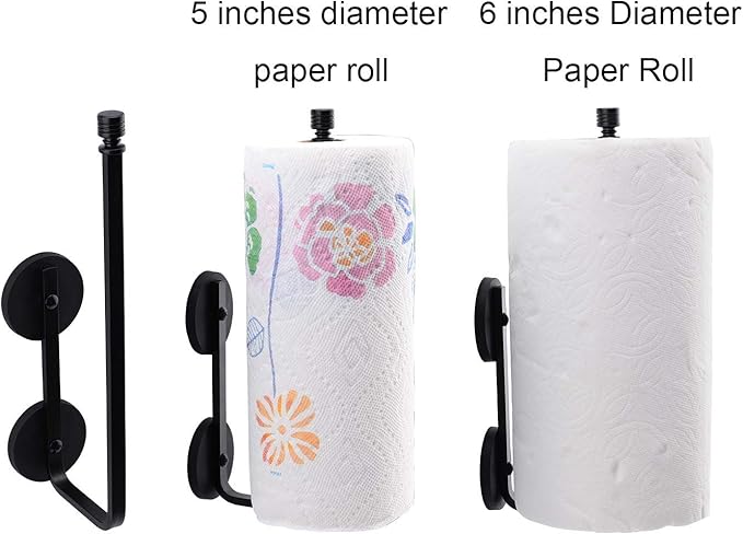 Magnetic Paper Towel Holder for Fridge, 12.3" Heavy Duty Magnet Rack, No Drill, Fits Large Rolls, Space Saving for Kitchen, RV, Garage, Black - Image 3