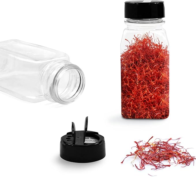 RoyalHouse - 6 Pack 14 Oz Plastic Spice Jars with Black Cap, Clear and Safe Plastic Bottle Containers with Shaker Lids for Storing Spice, Herbs and Seasoning Powders, BPA Free, Made in USA - Image 2