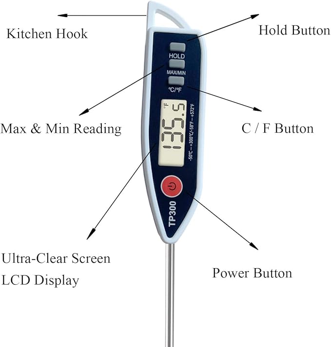 Digital Meat Food Thermometer for Candy Candle Milk BBQCooking Kitchen BBQ, Probe Instant Read Thermometer for Pork Deep Fry Roast Baking Temperature - Image 5