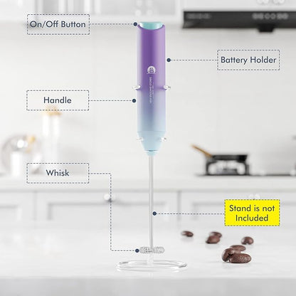 Powerful Milk Frother Handheld Foam Maker, Mini Whisk Drink Mixer for Coffee, Cappuccino, Latte, Matcha, Hot Chocolate, No Stand, North Light - Image 3
