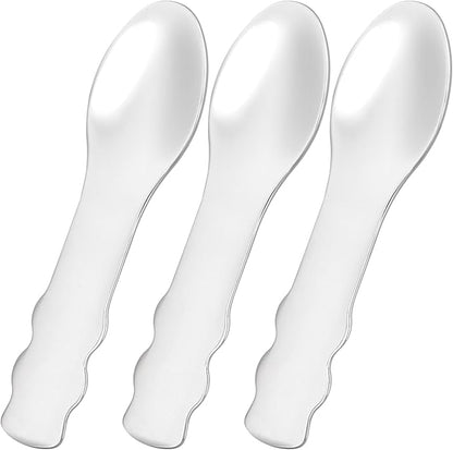 Pndeyo 3pcs Mini Stainless Steel Makeup Spatula, Reusable Cosmetic Cream Spatulas Spoon, Skincare Scoop Applicator Facial Massage Beauty Tools for Mixing and Sampling Face Eye Cream- Silver