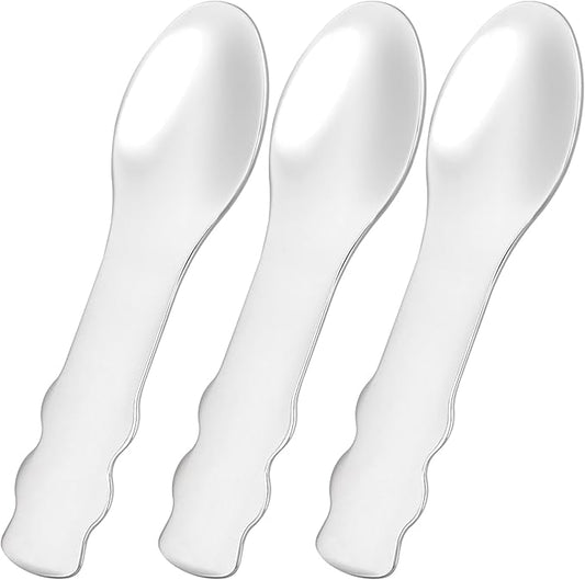 Pndeyo 3pcs Mini Stainless Steel Makeup Spatula, Reusable Cosmetic Cream Spatulas Spoon, Skincare Scoop Applicator Facial Massage Beauty Tools for Mixing and Sampling Face Eye Cream- Silver