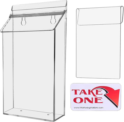 Outdoor Brochure Holder with Window Hook and Lid Holds 6" x 10" Pamphlets for Real Estate Agents On The Go Vehicle Advertising for Hand Outs Clear Acrylic Take One Caddy by Marketing Holders