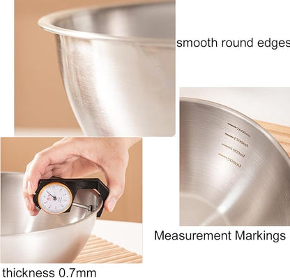 Stainless Steel Salad Bowls Set - Mixing Bowls with Measurement Markings, Snacks Bowls - Small, 1.27 Quart - Serving & Storage Bowls for Mixing, Cooking, Baking, Prepping