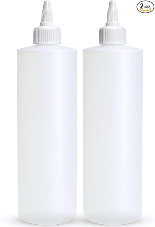 BRIGHTFROM Condiment Squeeze Bottles, 16 OZ Empty Squirt Bottle with Twist Top Cap, Leak Proof - Great for Ketchup, Mustard, Syrup, Sauces, Dressing, Oil, Arts and Crafts, BPA FREE Plastic - 2 PACK by BRIGHTFROM