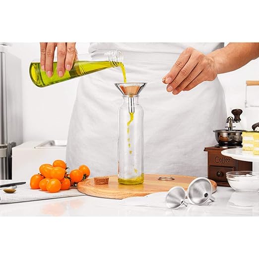 Small Funnels for Filling Bottles, 3 Pcs Stainless Steel Kitchen Funnel Set, Food Grade Mini Metal Funnel for Transferring Essential Oils, Liquid, Fluid, Dry Ingredients & Powder, Durable and Dishwash - Image 3