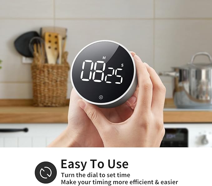VOCOO Digital Kitchen Timer - Magnetic Countdown Countup Timer with Large LED Display Volume Adjustable, Easy for Cooking and for Seniors and Kids to Use (Space Grey) - Image 2