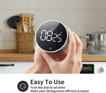 VOCOO Digital Kitchen Timer - Magnetic Countdown Countup Timer with Large LED Display Volume Adjustable, Easy for Cooking and for Seniors and Kids to Use (Space Grey) - Image 2