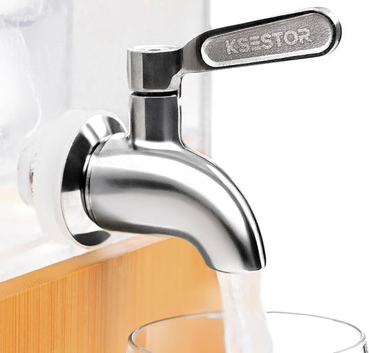 Stainless Steel Spigot for Beverage Dispenser – Leak-Proof Replacement Spigot with 2 Filters – Drink Dispenser Spigot Replacement by KSESTOR