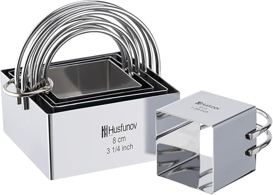Biscuit Cutter Set Square Cookie Cutters with Handle 5 Pieces Stainless Steel Square Professional Baking Dough Tools for Cake by Unknown