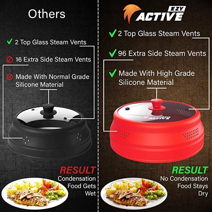 Collapsible Microwave Cover for Food - Silicone and Glass Splatter Guard Lid for 6-12 inch Plates & Bowls, Dishwasher Safe, Heat Resistant, BPA-Free, (Red). - Image 6