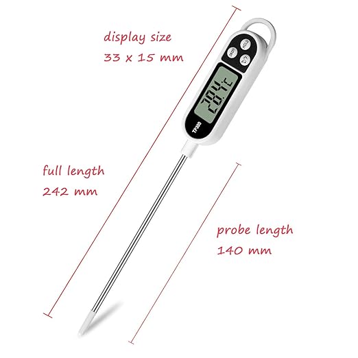 Digital Meat Food Thermometer for Cooking Kitchen BBQ, Probe Instant Read Thermometer with Long Probe for Candy Candle Milk Yogurt Deep Fry Roast Baking Temperature - Image 2