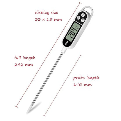 Digital Meat Food Thermometer for Cooking Kitchen BBQ, Probe Instant Read Thermometer with Long Probe for Candy Candle Milk Yogurt Deep Fry Roast Baking Temperature - Image 2