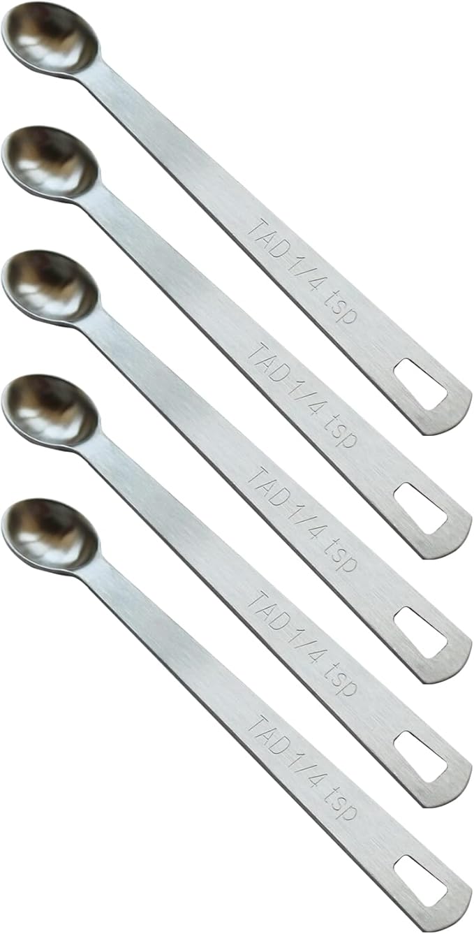 5PCS 1/4 Teaspoon(1/4tsp, 1.25 ml, Tad) Single Tiny Measuring Spoon, Small Individual Stainless Steel Measure Spoons Only by BERYLER