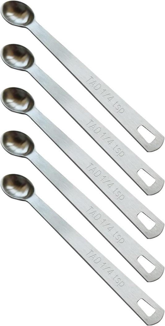 5PCS 1/4 Teaspoon(1/4tsp, 1.25 ml, Tad) Single Tiny Measuring Spoon, Small Individual Stainless Steel Measure Spoons Only by BERYLER
