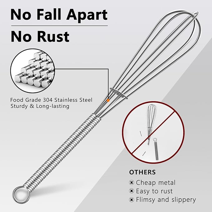 Walfos Mini Whisks, Small Whisk Bulk 304 Stainless Steel 6 Pieces, 5 Inch Tiny Whisk For Whisking, Beating Eggs, Mixing Sauces, Blending Ingredients - Image 2