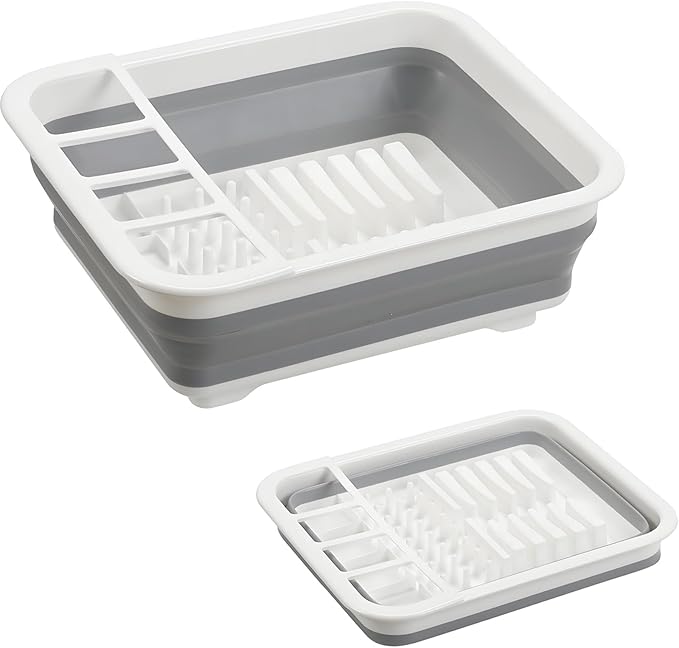 Collapsible Dish Drying Rack, Foldable Dinnerware Drainer Organizer for Storage Kitchen Counter RV Accessories Portable Rack Holders for Dishes Plates and Cups Camping Travelling Space Saver Essential by Craftend