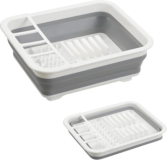 Collapsible Dish Drying Rack, Foldable Dinnerware Drainer Organizer for Storage Kitchen Counter RV Accessories Portable Rack Holders for Dishes Plates and Cups Camping Travelling Space Saver Essential by Craftend