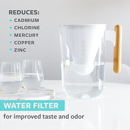 Soma by Full Circle 10-Cup Water Filter Pitcher - Beautiful Water Dispenser with Sustainable Bamboo Handle, Coconut Shell Activated Carbon Filter - Image 3