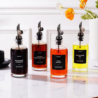 Molimoli Olive Oil Dispenser Bottle for Kitchen With Weighted Pourer - Glass Cruet Set of 4 | 350ml - Image 9