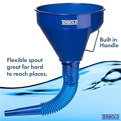 Automotive Flex Funnel with Hose | Wide Mouth Flexible Oil Funnel for Automotive Use - Gas, Transmission Fluid, Car Fuel, Oil Change (Blue) - Image 4