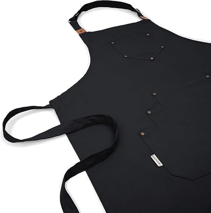 Cotton Canvas Apron for Women & Men – Adjustable Neck Strap & Waist Ties with Pockets