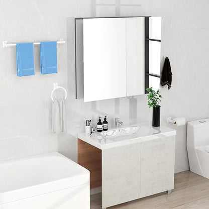 KLJKPA Bathroom Accessories Set, 4 Pieces White Bathroom Hardware Set, 24 inch Towel Bar, Towel Racks for Bathroom, Robe Towel Hooks, Toilet Paper Holder Wall Mounted - Image 6